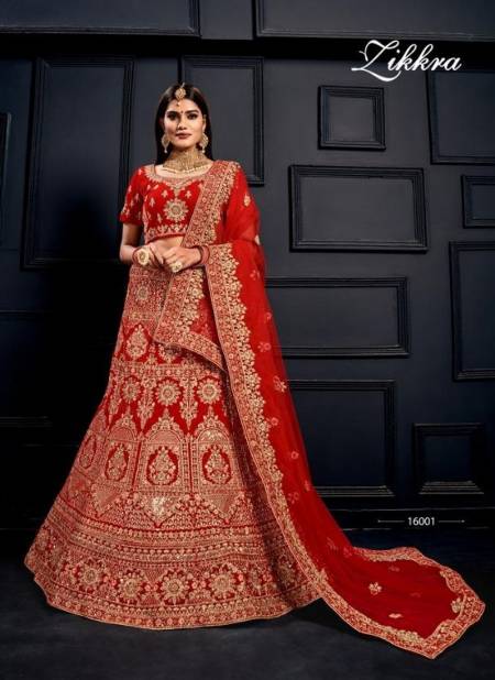 Red Colour Fancy Latest Designer Heavy Bridal Wedding Wear Stone Dori And Thread Work Lehenga Choli Collection 16001 Catalog